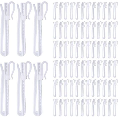 Packung mit 80 Kunststoff-Vorhanghaken, verstellbare Klemmhaken, Ratschensystem für Fenster-, Tür- und Duschvorhänge (85 mm/3,35 Zoll)
