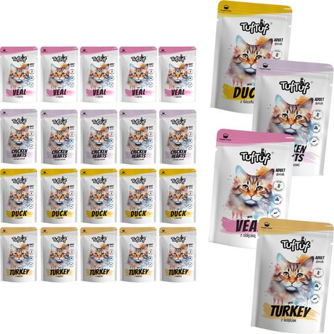 Aliment humide pour chat TufTuf, mélange de saveurs, sachets de 20 x 300 g, viande (1/5)