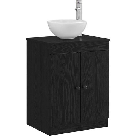 Meuble de Salle de Bain 54x41x70 cm, Vasque avec Placard de Rangement en Bois d'Ingénierie, Design Moderne Noir, Idéal pour Petit Espace et WC (1/5)