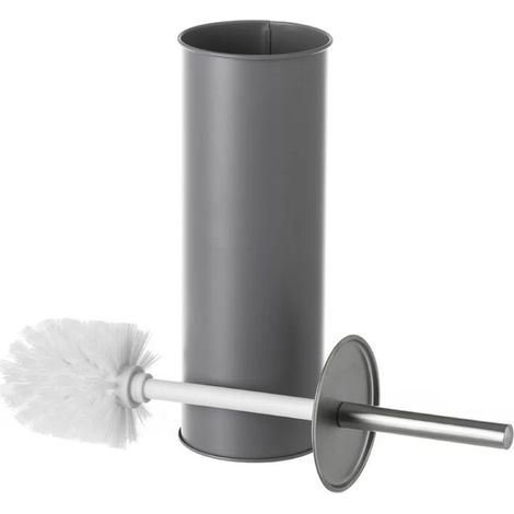 Brosse à toilettes avec poignée en acier et support en polypropylène gris - Longueur 10 x Largeur 10 x Hauteur 38 cm (1/3)