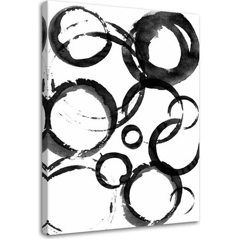 Tableau sur toile Cercle Abstraction Noir et Blanc 40x60 (1/5)