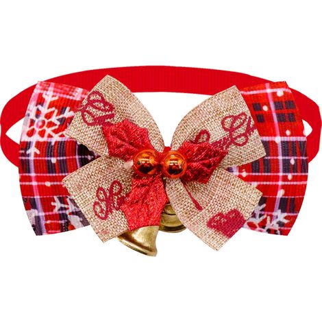 1 PCS Christmas Cat Collar, Adjustable Dog and Cat Collar, Bow Tie With Christmas Decoration,for Small Medium Large Pet (1/4)