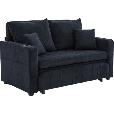 Multifunktionales Stoffsofa Klappbares Ausziehsofa Kleines Wohnzimmersofa mit zwei Funktionen Abnehmbar und waschbar Mit Aufbewahrungstasche Mit USB-Ladefunktion Mit Becherhalter (1/5)
