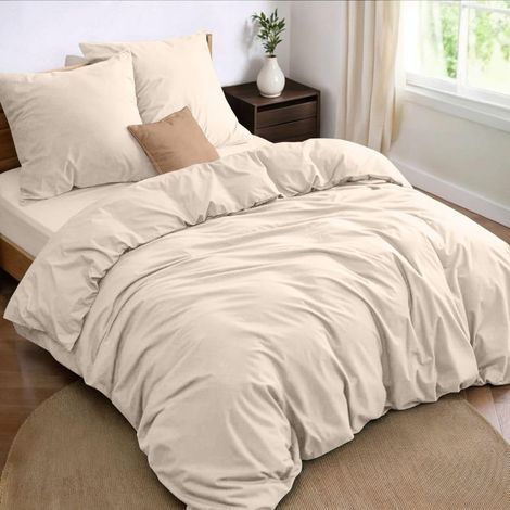 Parure de Lit 140x190 4 Pièces Housse de Couette 240x220 cm + Drap Housse 140x190 cm avec 2 taies d'oreillers 65x65 cm 240x220 Parure 100 Fils/cm² en Microfibre - Oeko-Tex (1/5)
