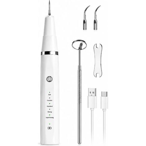 Kit de Nettoyage Dentaire Ultrasonique USB-C – Brosse à Dents Électrique 5 Modes – Élimine Plaque, Taches et Impuretés – Hydropulseur Oral Rechargeable IPX7 – Haleine Fraîche – Blanc (1/5)