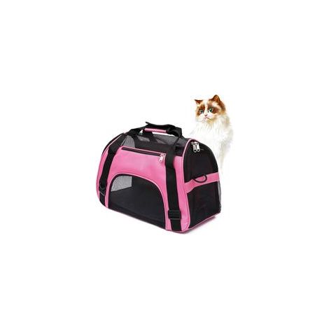 1 Tragetasche aus atmungsaktivem Netzgewebe, wasserdichtem Polyester, mit Tragegriff und Schultergurt, für Flugreisen, Katzen und Hunde (1/5)