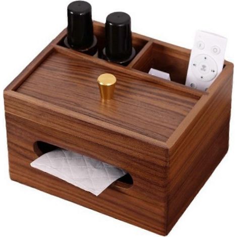 Boîte de rangement en bois pour fournitures de bureau, boîte à mouchoirs en bois, boîte de rangement pour télécommandes ... articles de papeterie de bureau en bois, boîte de rangement en bois pour tab (1/5)