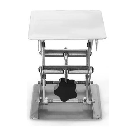 Plataformas elevadoras de laboratorio de 100x100 mm con soporte de tijera de acero inoxidable.