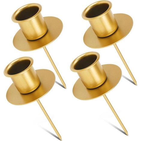 Kerzenhalter Adventskranz Stabkerzenhalter Kerzenteller Gold 4pcs (1/5)