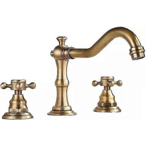 Grifo de lavabo de latón de 20 cm (8 pulgadas) y 3 orificios, grifo mezclador moderno para baño con válvulas de cerámica. (1/5)