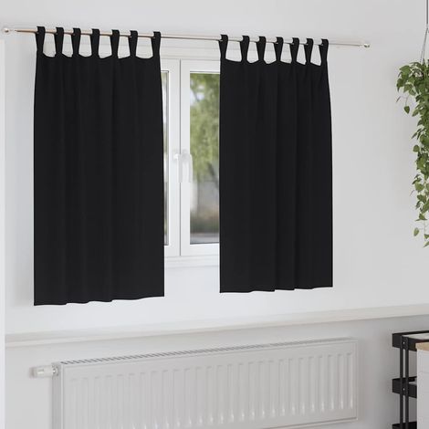 Verdunkelungs-Vorhänge mit Ringen 2 pcs Schwarz 140 x 140 cm