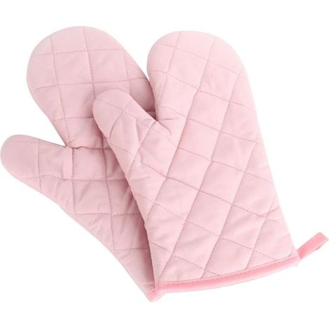 Gants de cuisine 1 paire de gants de four épais en coton isolant thermique résistant à la chaleur, indispensables en cuisine (rose) (1/2)