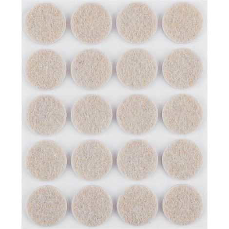 Almohadillas redondas autoadhesivas de fieltro, color marrón claro, 20 mm, 20 unidades. (1/5)