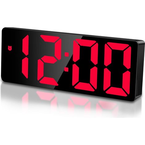 Réveil Numérique LED, Reveil Matin Numerique avec Temps Date Température Somnoler Luminosité réglable Horloge Digitale Enfant pour Maison Bureau Voyage, Rouge (1/5)