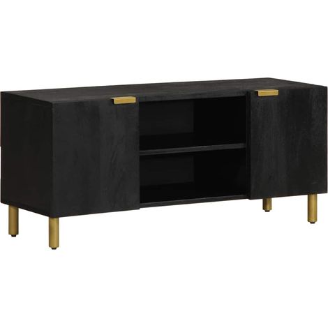 Meuble TV avec rangement 2 portes en bois d’ingénierie noir 105 x 33 x 46 cm - PANGIVO (1/5)