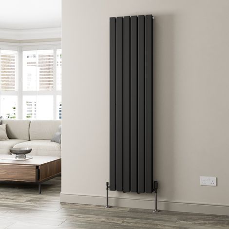 Black Flat Panel Designer Radiator Vertical Horizontal 1800 x 456mm Double Panel (1/5)