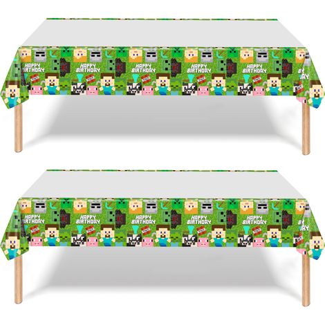 Nappe De Table Thème Jeu Vidéo - 130 x 220 cm - Imprimée En Pixel - Pour Fête D'Anniversaire Enfant - 2 Pièces (1/5)