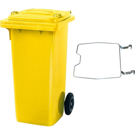 BRB Poubelle MGB 120 litres, avec anneau de serrage pour sacs poubelles, jaune