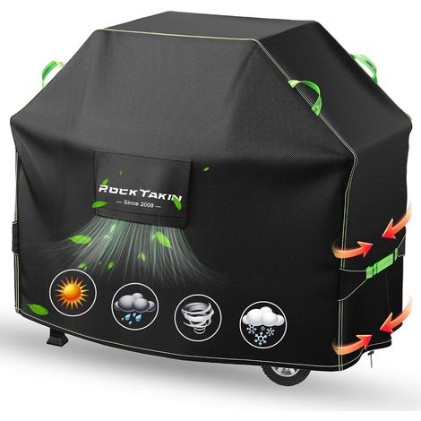 ROCKTAKIN Housse de barbecue robuste de 165 cm, housse de barbecue à gaz pour extérieur, imperméable, résistante aux UV et à la décoloration, coupe-vent avec aérations pour Weber Char-Broil Nexgrill (1/5)