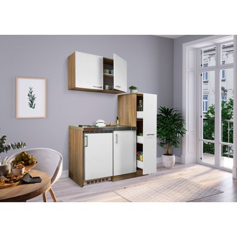 Cuisine Mini-cuisine Single Kitchenette Chêne Blanc Levin 130 cm Respekta