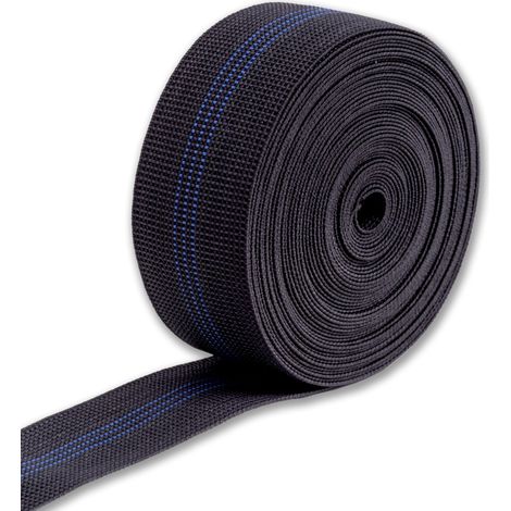 Sangle élastique pour Canapé, Chaises, Tapisserie - 10 Mètres - Corde de Serrage pour Assise et Dossier - Fauteuil - élastique 70% - Largeur 50 mm - Noir (1/5)
