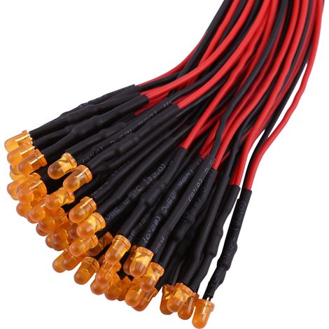 50 LED 3mm orange, diodes électroluminescentes DC12V pré-câblées, diffusion douce, lot de 50 pièces, éclairage multicolore, idéal bricolage (1/4)