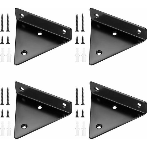 4 Pièces Supports d'étagère Flottants, Supports à Tablettes Muraux Triangulaires Invisibles, Equerre Etagere Murale Métal pour étagère (1/5)