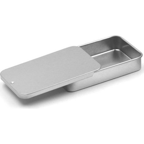 Dix boîtes métalliques rectangulaires à couvercles rotatifs, adaptées au rangement de bonbons, bijoux, objets d'artisanat et pilules (argent). (1/2)