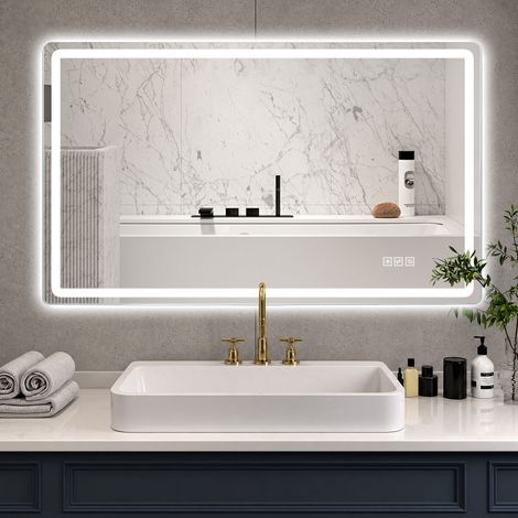 Espejo LED de baño 60 x 120 cm sin marco, antivaho, 3 colores, regulable OKMYHOME (1/5)