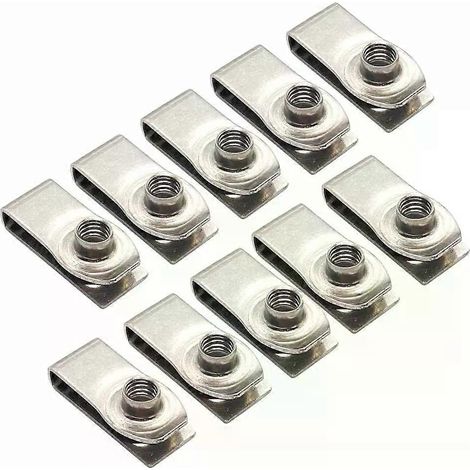 10 Stück verlängerte U-förmige Edelstahl-Klammern mit Gewinde M8, M6, 8 mm, 6 mm, Reedmutter, Blattfedermuttern Q312 für Auto und Motorrad (1/4)