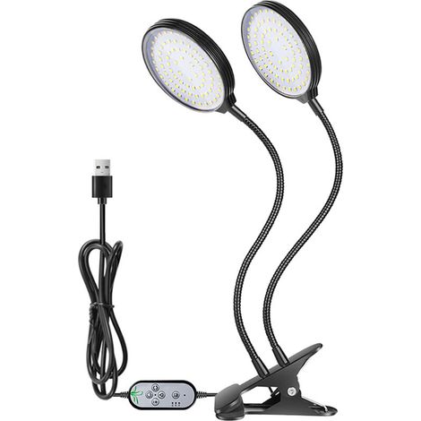 Verstellbare Pflanzenlampe, Helligkeit einstellbar, von Weißlicht bis Tageslicht mit Timer, 5 Dimmstufen für Zimmerpflanzen, geeignet für große Pflanzen.