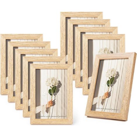 Bilderrahmen 10 MDF Drehverschluss Rückwand 10x15 cm Eiche 10x (1/5)