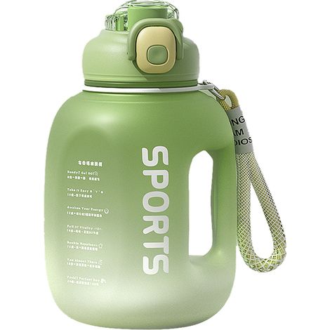 Botella de agua con marcadores de tiempo - Botella de agua con pajita - Jarra de agua - Botella de agua motivacional (1/5)