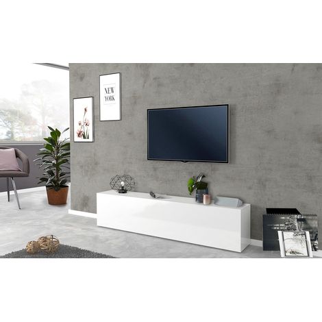 Meuble TV moderne blanc laqué brillant 180 cm Maroussia (1/5)