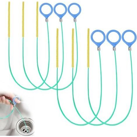 6 Pièces Furet Deboucheur Canalisation, Réutilisable Evier, Souple Brosse de Nettoyage Drain D'égout pour Canalisation Evier Long Fine Cuisine Douche Lavabo - (1/5)