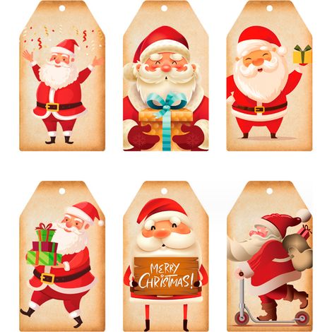 Etiquettes Cadeaux Noel - 60 Etiquettes Vintage en Carton avec Ficelle - Pour Emballage Cadeaux Fêtes et Décoration Intérieure - 4 x 7 cm (1/5)