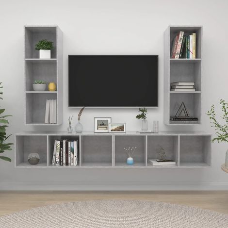 Meubles TV muraux 4 pcs Gris béton (1/5)