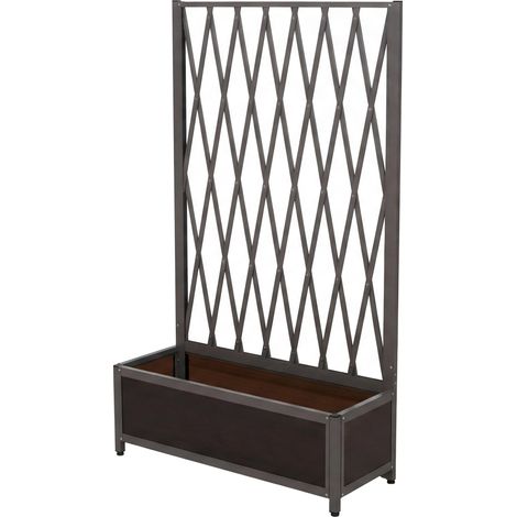Aiuola rialzata HHG-577, fioriera/vaso da fiori, graticcio, per rampicanti, alluminio 152x90x35 cm, grigio