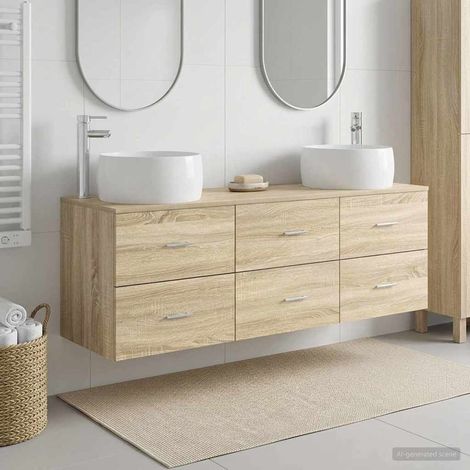 vidaXL Bathroom Furniture Set 3 pcs Sonoma Oak 49.5 x 44.5 x 66 cm (1/5)