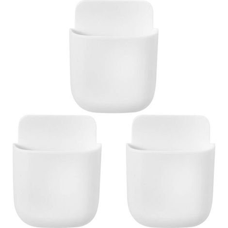 Organisateur de support de télécommande 3 pièces organisateur mural organisateur multimédia boîte de rangement pour télécommande TV(blanc)