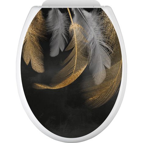 Stickers Abattant WC - Plumes - 35x43 cm - Adhésif BRILLANT (1/2)