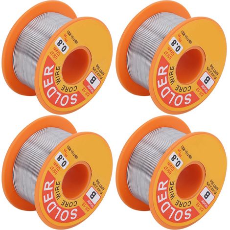 Bobine de 4 brins de fil à souder à l'étain, flux de soudure haute pureté, sans nettoyage, 50 g, 0,8 mm (1/5)