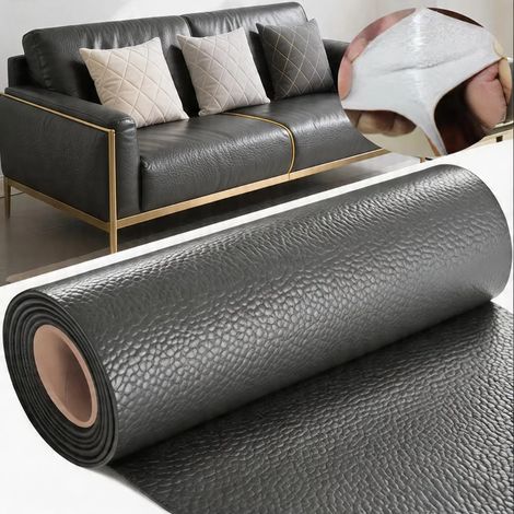 (Gris foncé, 55 x 148 cm) Kit de ruban de réparation pour cuir PU, adapté aux meubles, canapés, sièges de voiture, chaises de bureau. (1/5)
