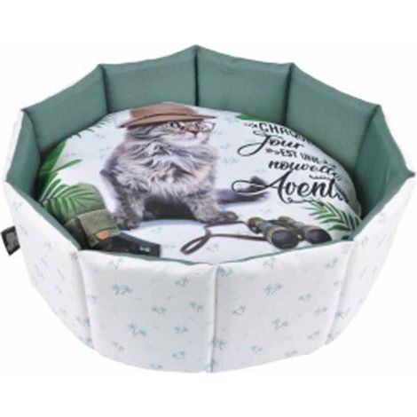 Panier Rond pour Chat "Aventurier" 48cm Blanc