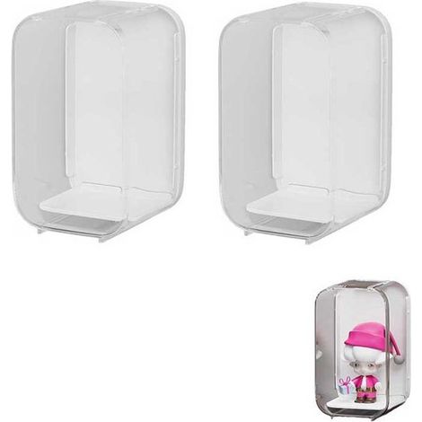 Lot de 2 vitrines transparentes en acrylique pour poupées/objets de collection, résistantes à la poussière. (1/5)