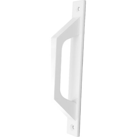 Poignée de porte coulissante en métal galvanisé, pour armoire ou porte de grange, avec vis de fixation, blanche (1/5)