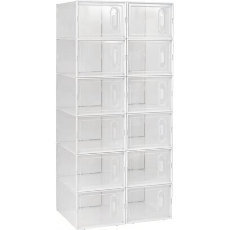 CAIziBibliothèque chic, boîte de rangement à chaussures empilable, boîte de rangement, range-chaussures modulaire, organisateur de jouets, armoire, meuble de salle de bain (lot de 12 boîtes de rangeme