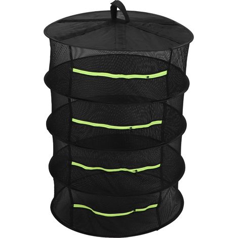 Séchoir à herbes 4 étages avec fermeture éclair, pliable et suspendu, filet de séchage noir 60 cm (1/5)