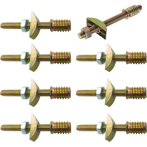 Set of 8 M8 x 100 mm connecting bolts for worktops, table fixings, countertop connector bolts, nuts and washers, furniture fixing accessories for butcher blocks and (1/5)