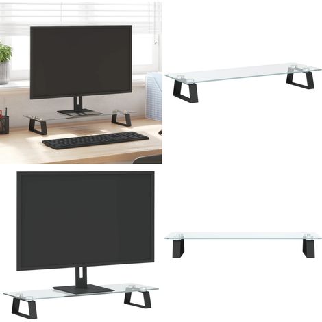 Support de moniteur noir 60x20x8 cm verre trempé et métal - Support Ordinateur - Support Écran - Support Moniteur - Stand Informatique - Ergonomie Bureau - Home & Living (1/5)